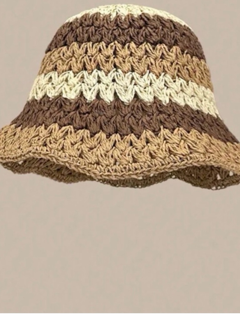 Color‎ Block Striped Straw Bucket Hat - Picture 2 of 6